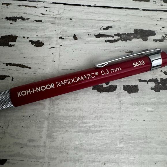 Vintage Koh-I-Noor Rapidomatic 0.3mm Red MECHANICAL DRAFTING PENCIL #5633 Sketch - Picture 8 of 8